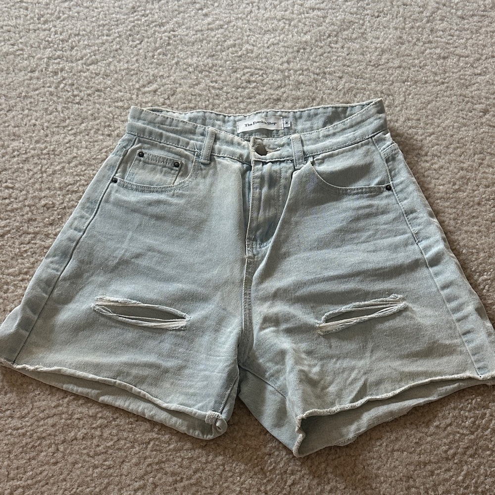 The Frankie Shop Faded Blue Jean Shorts